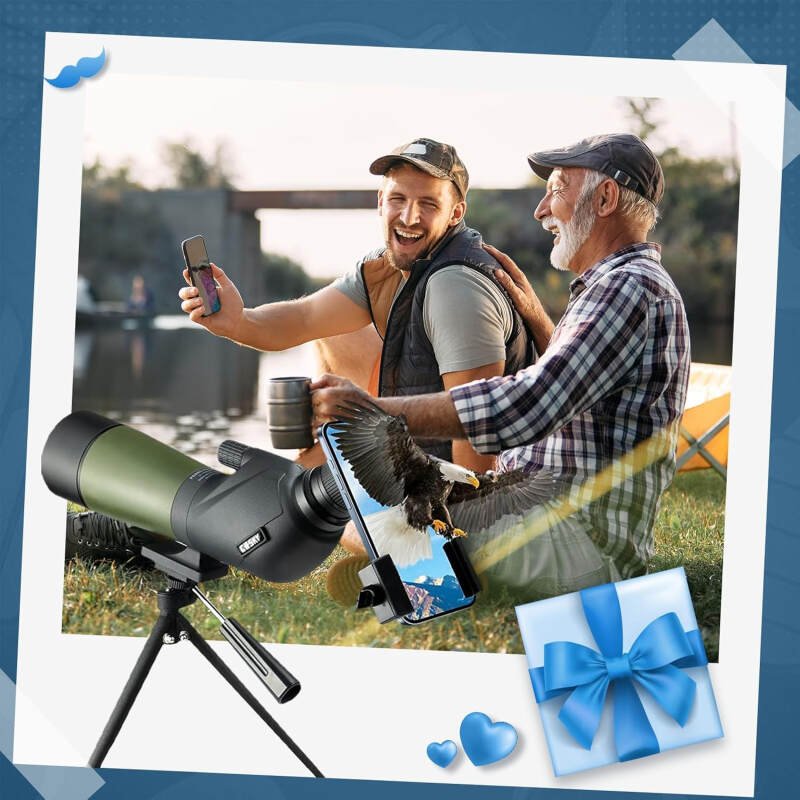 Gosky 20-60×60 HD Spotting Scope with Tripod, Carrying Bag and Scope Phone Adapter – BAK4 45 Degree Angled Spotter Scope Bird Watching Wildlife Scenery