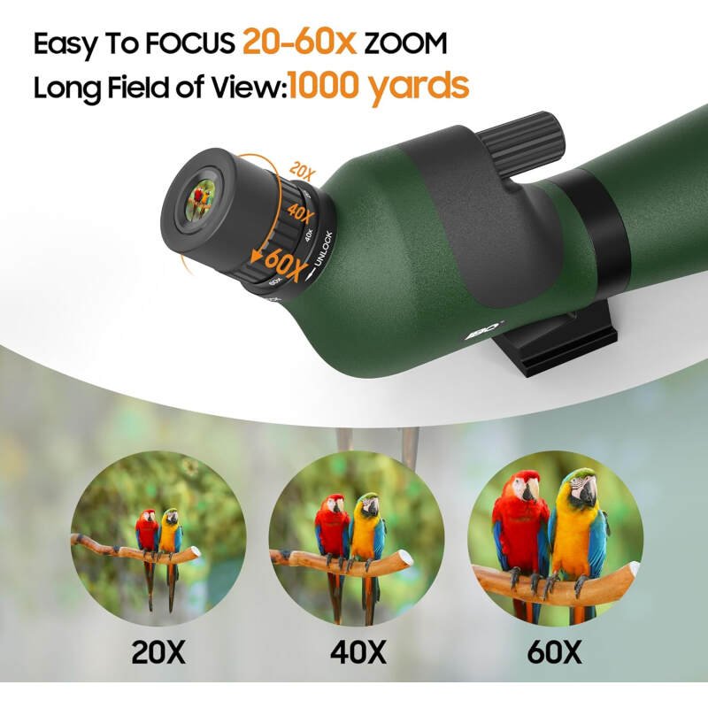 IBQ Spotting Scope, 20-60x85MM Spotting scopes for Target Shooting, Spotting scopes for Hunting, BAK4 High Definition Waterproof Spotter Scopes for Bird Watching,with Tripod