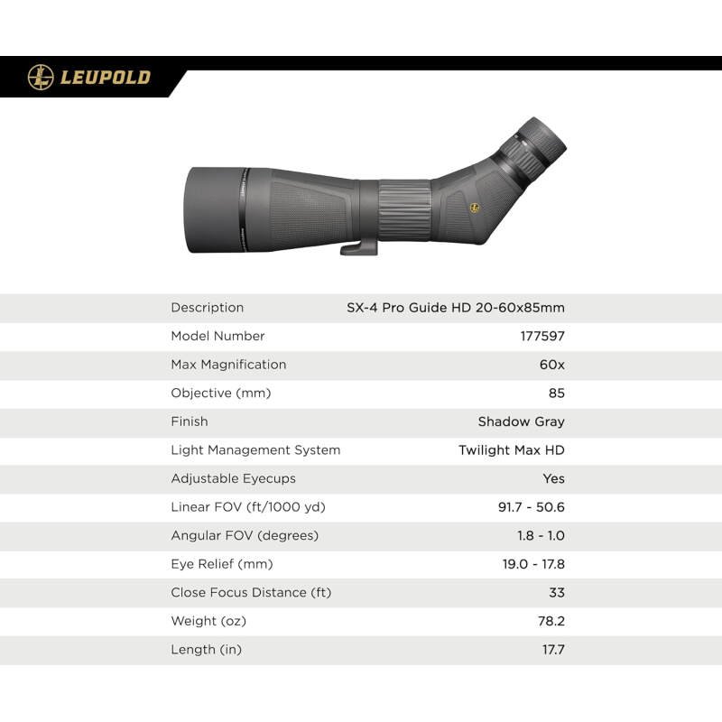 Leupold SX-4 Pro Guide HD 20-60x85mm Spotting Scope