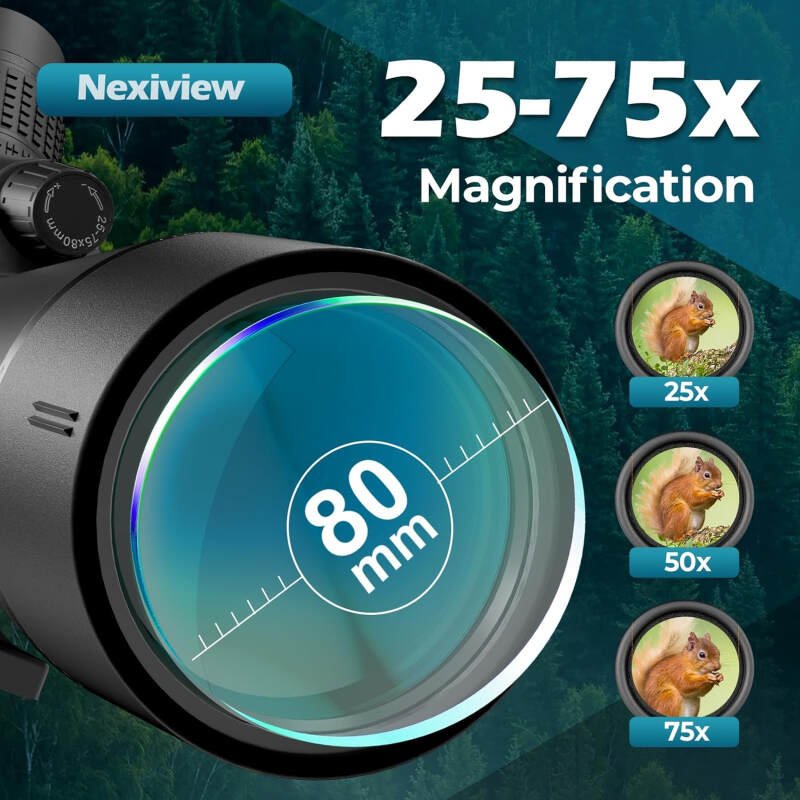 25-75×80 HD Spotting Scope with 64in Tripod and Upgraded Phone Adapter, Clear Image with BAK4 Prism Spotting Scopes for Target Shooting, Bird Watching, Hunting, Wildlife Viewing（Black）