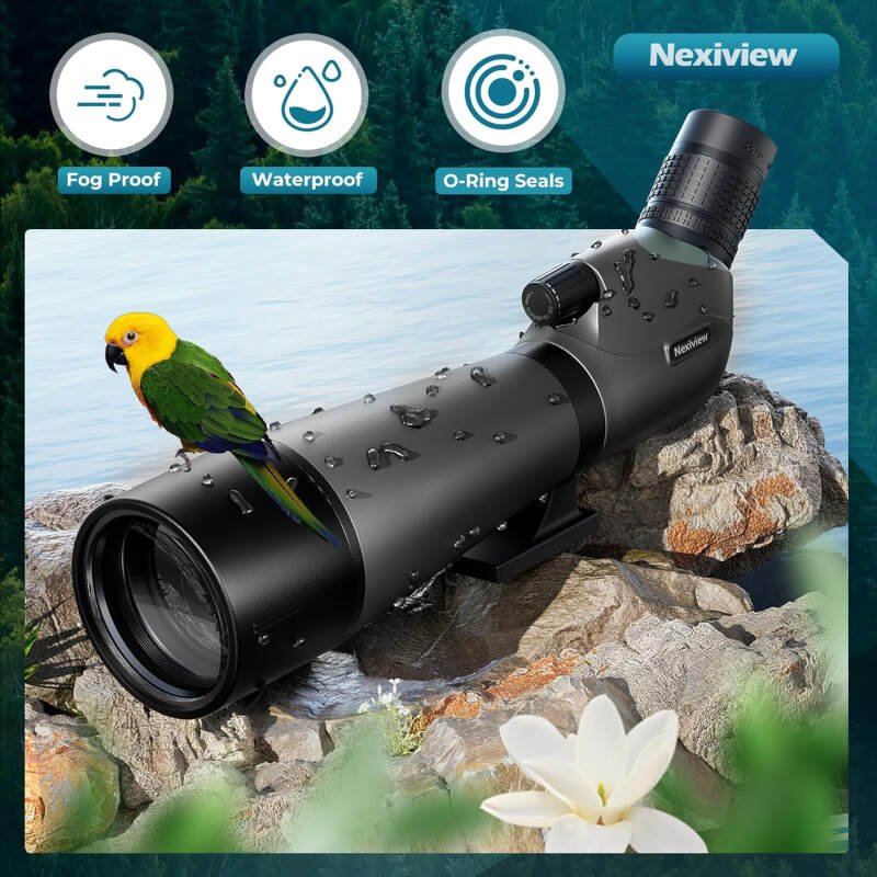25-75×80 HD Spotting Scope with 64in Tripod and Upgraded Phone Adapter, Clear Image with BAK4 Prism Spotting Scopes for Target Shooting, Bird Watching, Hunting, Wildlife Viewing（Black）