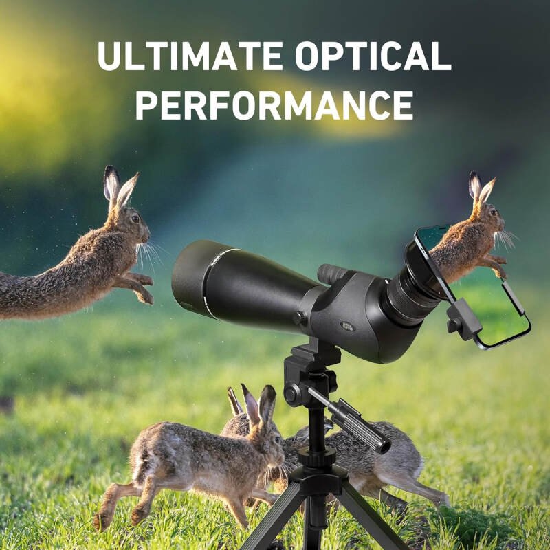 Spotting Scope 20-60×80, Dual Focusing ED Spotting Scopes, FMC Lens, BAK4 Ultra High Definition Spotter Scope with Tripod, Phone Holder, Carrying Bag