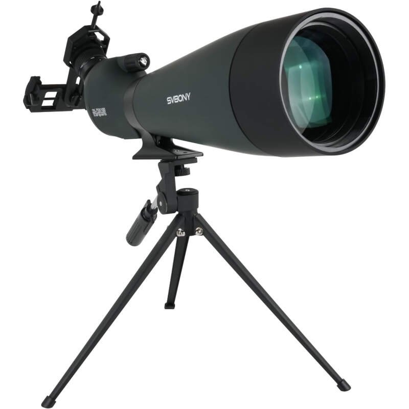 SVBONY SV28 Spotting Scopes with Tripod, Angled 25-75x70mm Spotter Scope with Phone Adapter, Waterproof Fogproof Spotting Scope for Bird Watching, Target Shooting, Wildlife Viewing