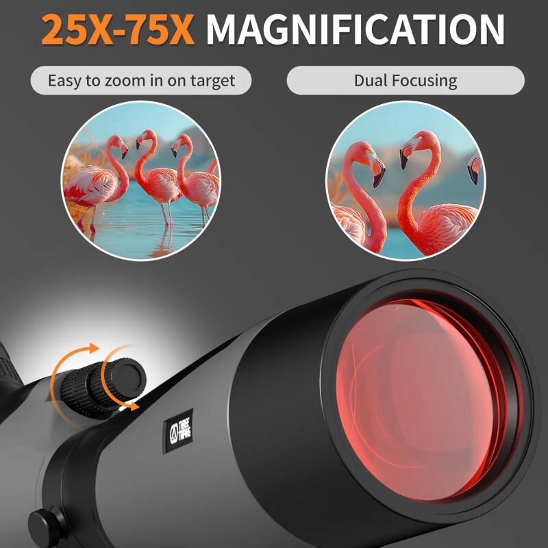 Spotting Scope for Brid Watching 25-75×85, BAK4 Prism, FMC Spotter Scope with Tripod, Phone Adapter, Carrying Case, for Hiking, Travel, Outdoors