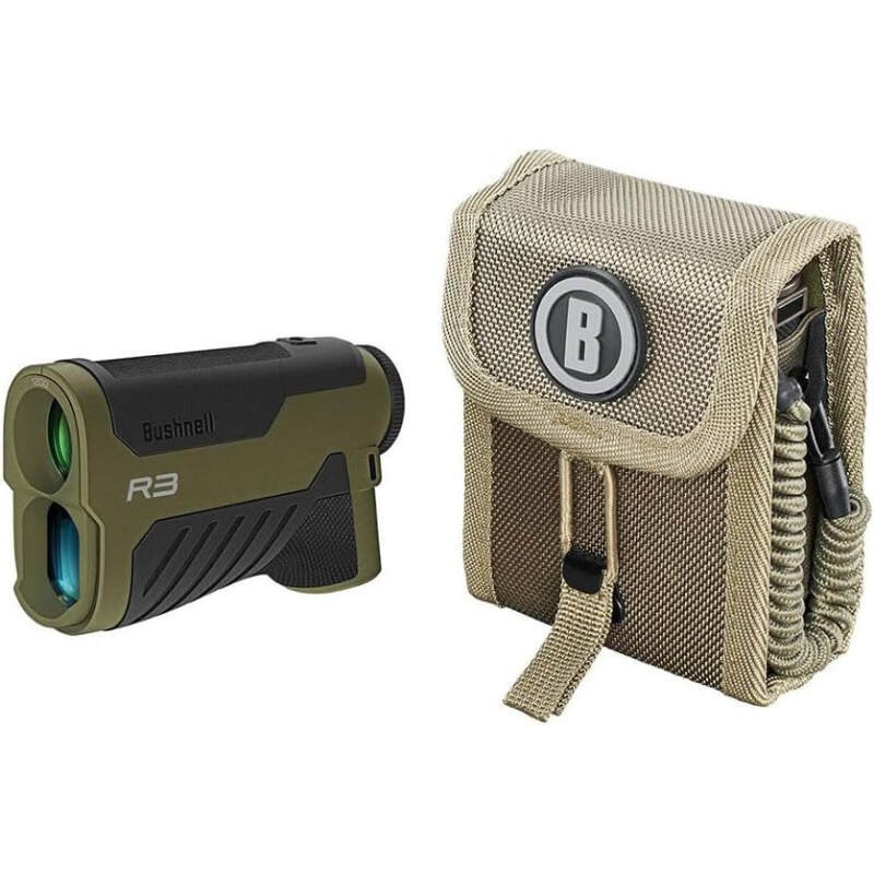 Bushnell R3 1200 Laser Rangefinder for Hunting and Shooting, 6x25mm, HD Optical System, EXO Barrier Lens Coating, IPX4 Waterproof, Simple One-Button Operation, Includes Vault Lite Rangefinder Pouch