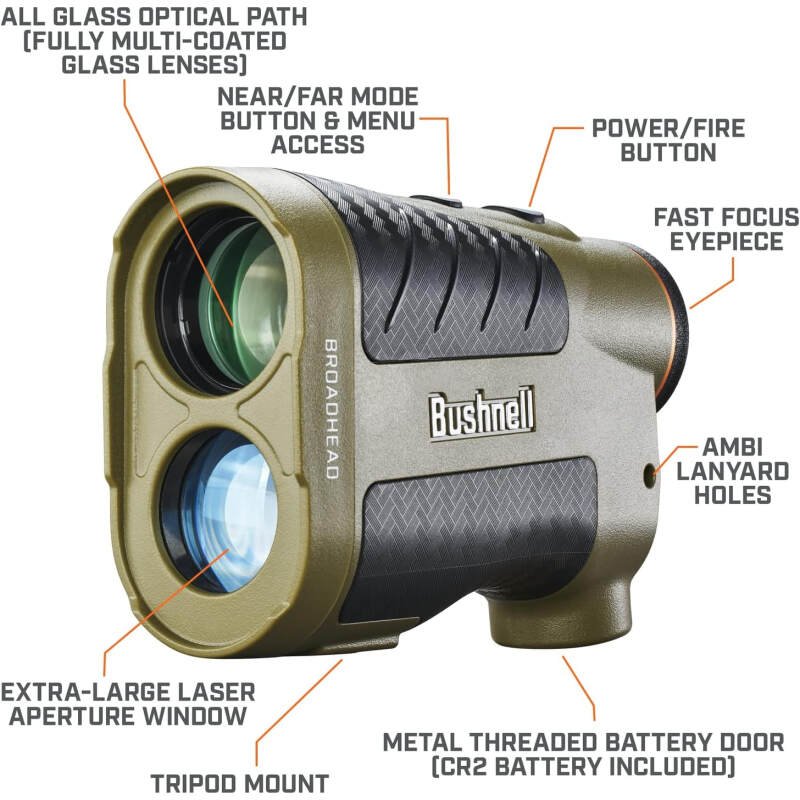 Bushnell Broadhead Hunting Laser Rangefinder 6x24mm Archery Range Replaceer for Bow Hunting with Angle Range Compensation, Weather Proof and Low Light Display