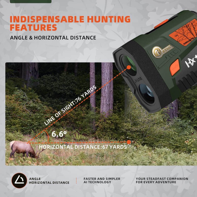 AOFAR HX1600 Hunting Rangefinder with Dual-Color OLED Display, Ultra-Clear Optics with 95%+ Transmittance of Glass, 1600 Yards with Angle and Horizontal Distance, Range, Scan, Speed Mode, Waterproof