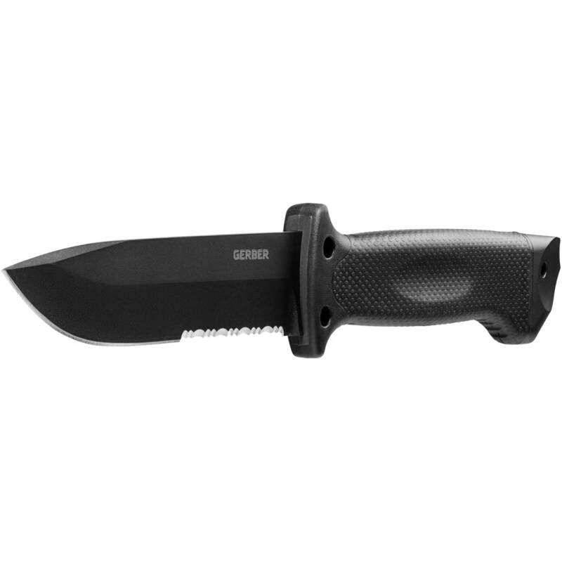 Gerber Gear LMF II Infantry Survival Knife, Military Grade Tactical Fixed Blade with Serrated Edge, Shock Absorbing Handle, Molle Sheath and Sharpener, Black