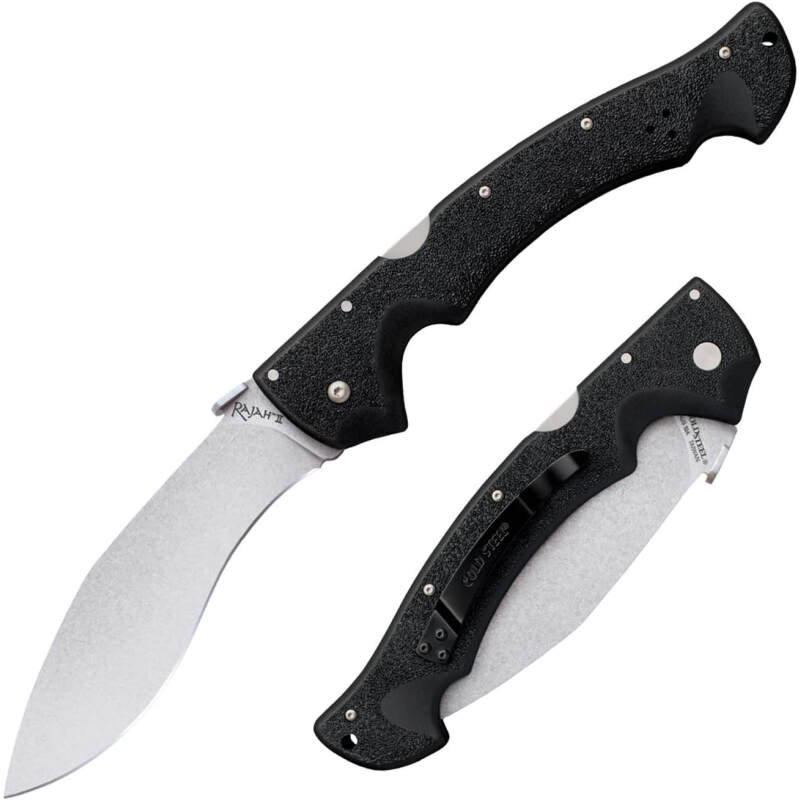Cold Steel Rajah Series Japanese AUS10A Razor-Sharp Blade Griv-Ex Handle Tactical Folding Knife with Tri-Ad Lock, Ambidextrous Pocket/Belt Clip