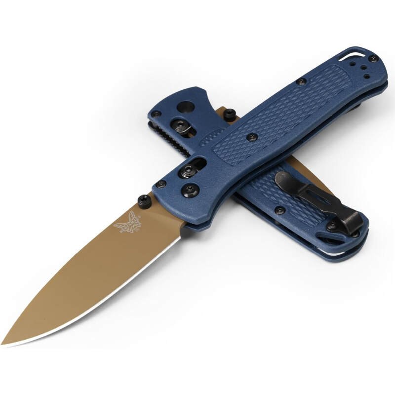 Benchmade – Bugout 535 EDC Knife with Crater Blue Grivory Handle (535FE-05)