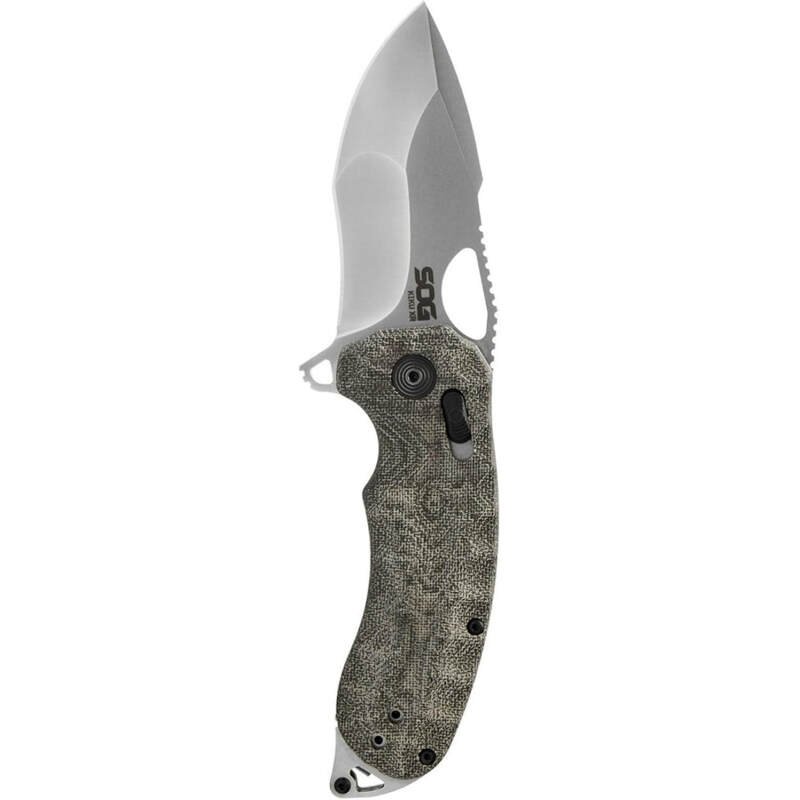 SOG Kiku Quick-Opening Sharp Ambidextrous Pocket Folding Knives with Linen Micarta Handle | CTS XHP Steel, XR Lock