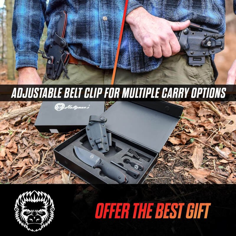 Bloodline Full Tang Fixed Blade Survival Knife with Kydex Sheath – Durable and Versatile for Outdoor Use – Holtzman’s Gorilla Survival