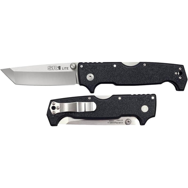 Cold Steel SR1 Lite 8Cr14MoV Steel 4″ Blade Griv-Ex Handle Tactical Self-Defense Folding Knife with Tri-Ad Locking Mechanism, Pocket/Belt Clip
