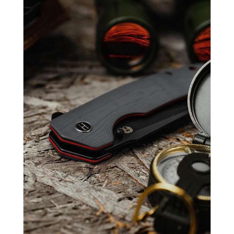 Clip Point Folding Knife with G10 Tactical Handle, D2 Steel Blade, Gift Box Set (Grey+Red) – Ideal for Outdoor Enthusiasts – Holtzman’s Gorilla Survival