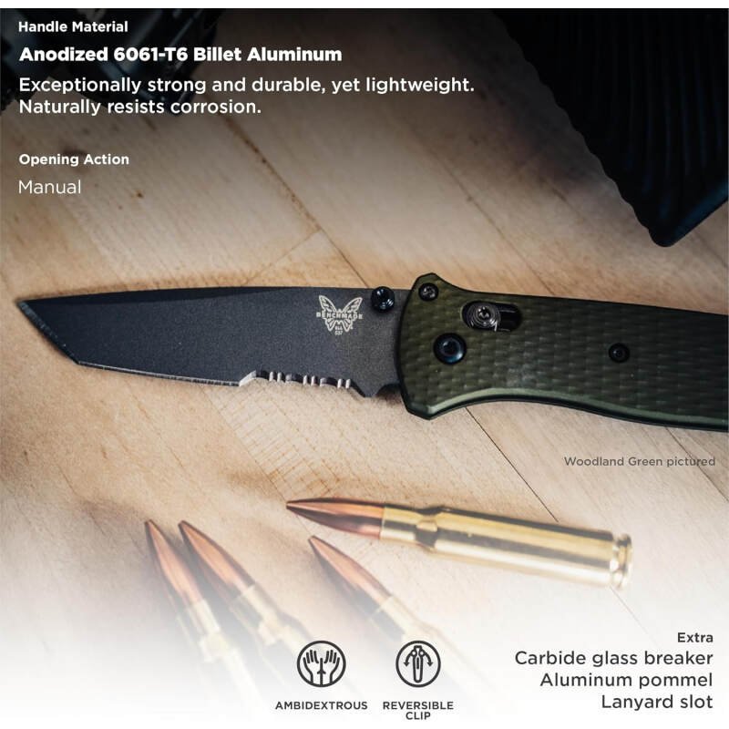 Benchmade – Bailout 537 Tactical Knife with Black Aluminum Handle (537SGY-03)