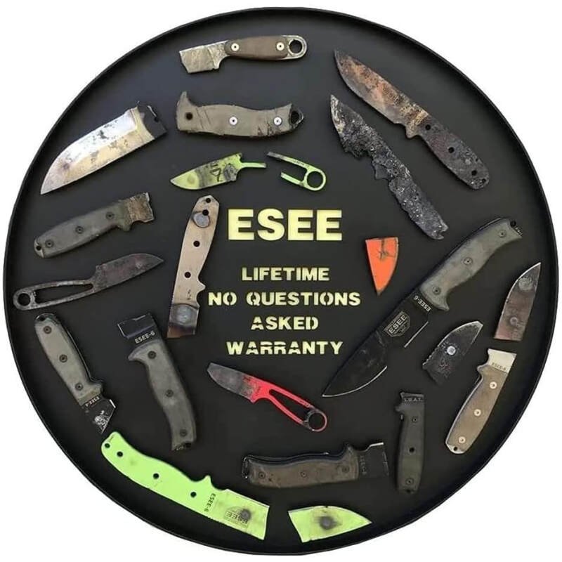 ESEE 4P Survival Knife – Field Tested Fixed Blade Knife with Molded Polymer Sheath & Clip Plate, Full Tang, Plain Edge – Durable Outdoor Camping Blade with Sheath for Survival