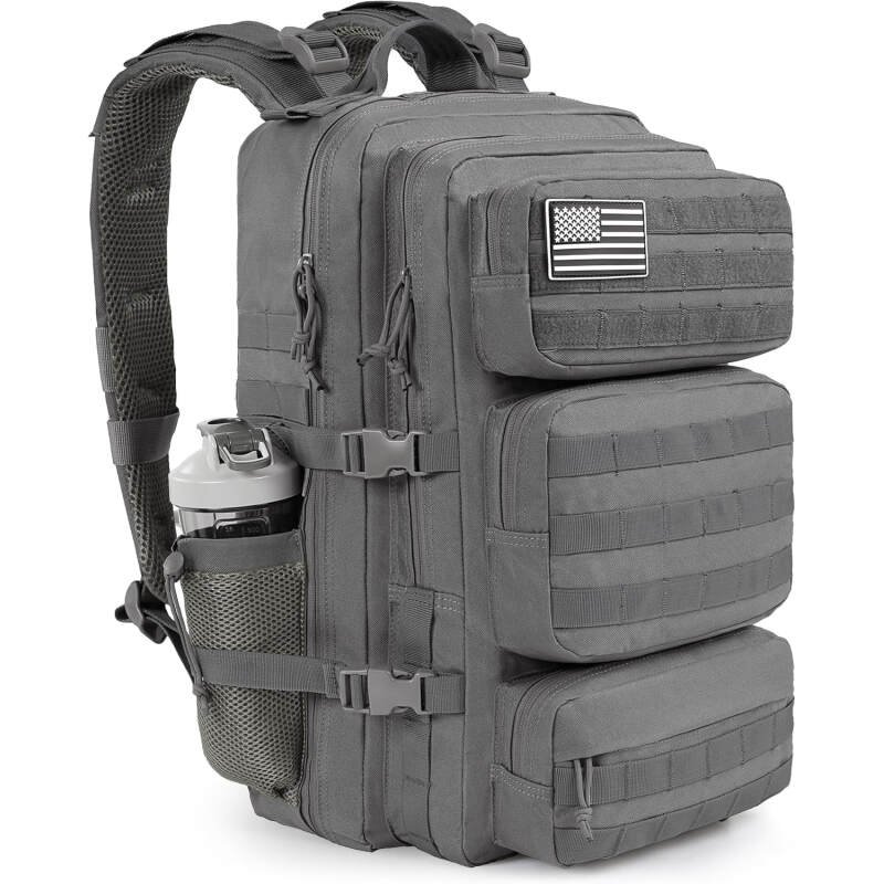 Military Tactical Backpack 50L Large Day Backpack for Men Molle Army 3 Days Assault Pack Bug Out Bag Water Resistant and Heavy Duty Hiking Treeking Rucksack – Grey