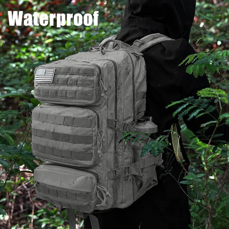 Military Tactical Backpack 50L Large Day Backpack for Men Molle Army 3 Days Assault Pack Bug Out Bag Water Resistant and Heavy Duty Hiking Treeking Rucksack – Grey