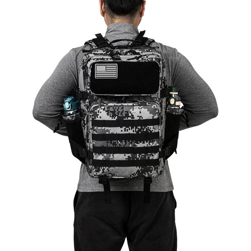 QT&QY 25L/35L/45L Military Tactical Backpack For Men Molle Daypack 3 Day Bug Out Bag Hiking Rucksack With Bottle Holder