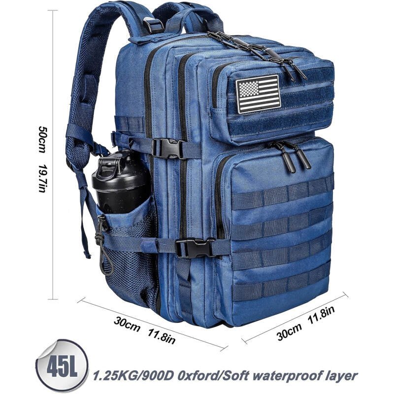 LHI Military Tactical Backpack for Men and Women 45L Army 3 Days Assault Pack Bag Large Rucksack with Molle System