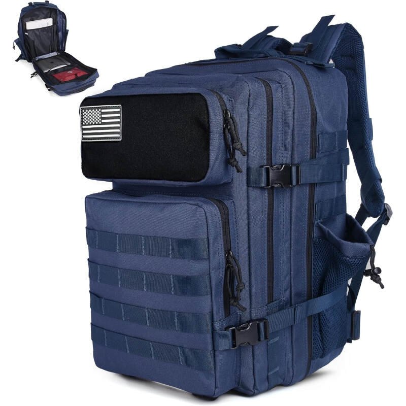Tactical Backpack – Military Molle Bag 3 Days Pack for men and Women Large Assault Rucksack 45L (Navy)
