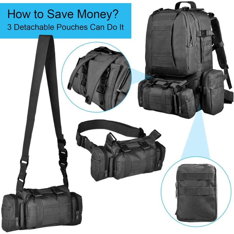 CVLIFE Tactical Backpack Military Army Rucksack 60L Large Assault Pack Detachable Molle Bag…