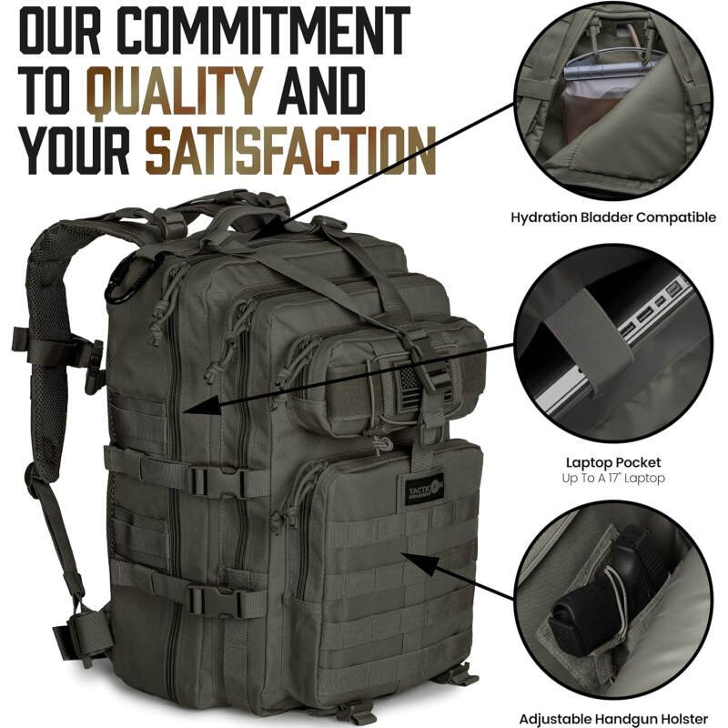 24BattlePack Tactical Backpack | 1 to 3 Day Assault Pack | Combat Veteran Owned Company |40L Bug Out Bag (Ranger Green)