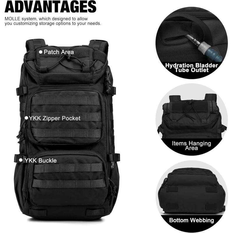 Mardingtop Tactical Backpacks Molle Hiking daypacks for Motorcycle Camping Hiking Military Traveling,25L Backpack