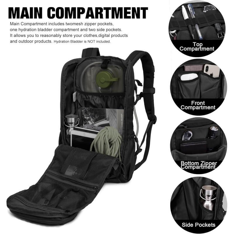 Mardingtop Tactical Backpacks Molle Hiking daypacks for Motorcycle Camping Hiking Military Traveling,25L Backpack
