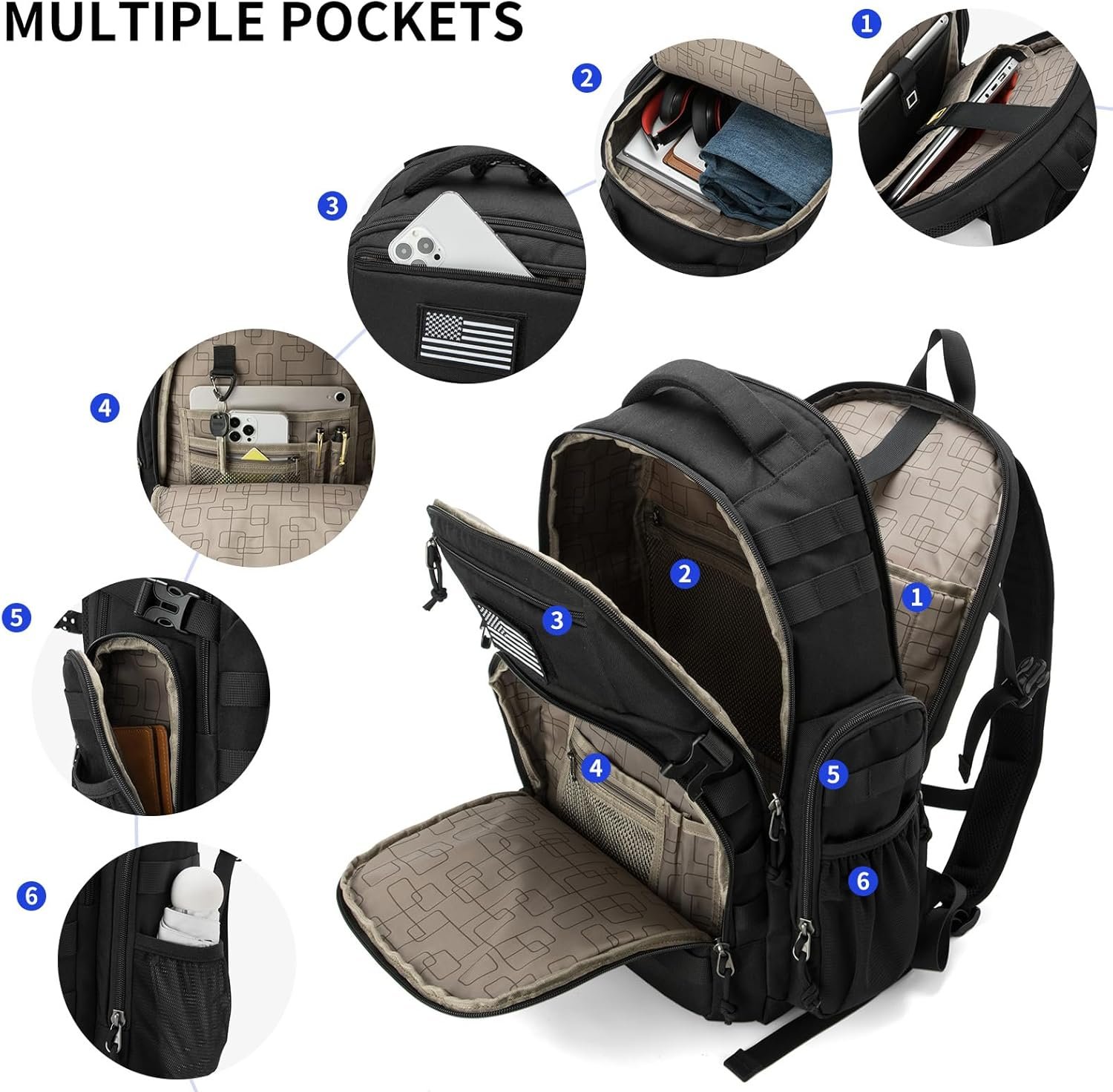 Wotony Military tactical backpack, backpack for men black small tactical assault bag