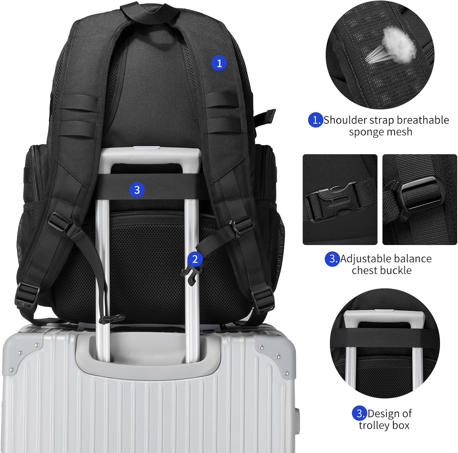 Wotony Military tactical backpack, backpack for men black small tactical assault bag