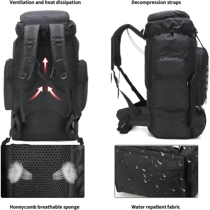 Hiking Backpack for Men 70L/100L Camping Backpack Military Rucksack Molle 3 Days Assault Pack for Climbing