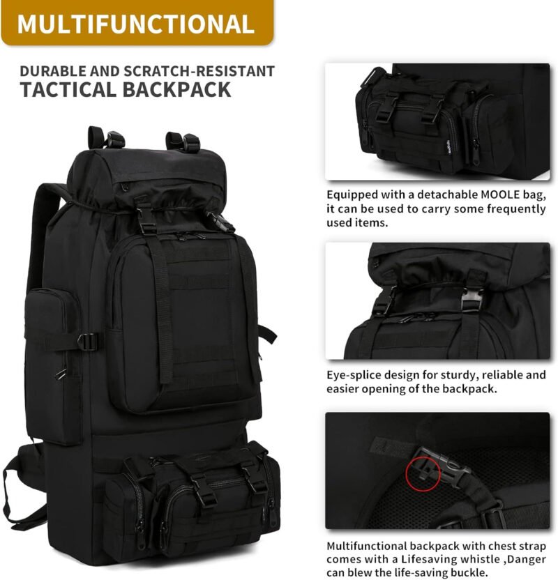 Military Tactical Backpack Detachable Molle Bag Large capacity Rucksack Camping Hiking Backpack for Men Women