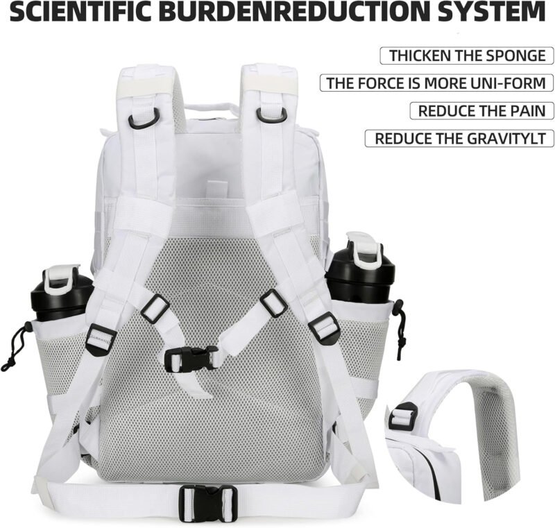 45L Tactical Assault Backpack 3 day assault pack with Molle Waterproof backpack Rucksack for Tactical Backpacks (White)