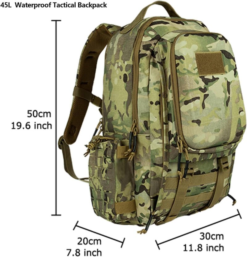 BOMTURN Great Tactical Backpack Military Men: 45L Army 3 Day Assault Bag Pack/CCW Bag/Molle Backpacks with Holster Waterproof