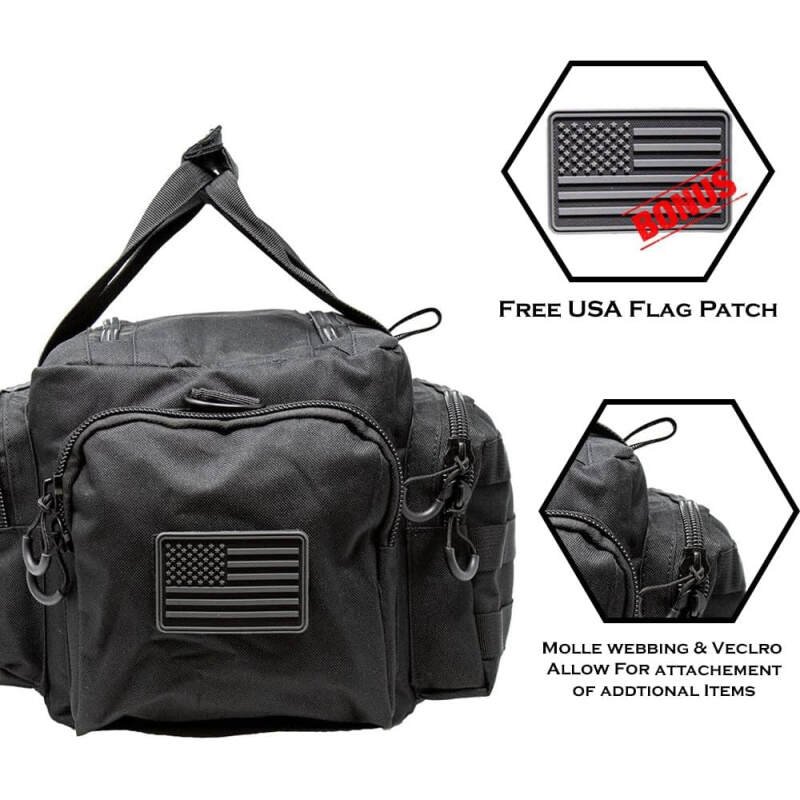 Exos Tactical Range Bag – Medium Size Range Bag for Shooting – Gun Case for Handguns, Ammo Bag, Tactical Range Bag, Molle Webbing, Free Subdued USA Patch, Designed in the USA
