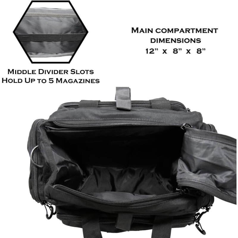 Exos Tactical Range Bag – Medium Size Range Bag for Shooting – Gun Case for Handguns, Ammo Bag, Tactical Range Bag, Molle Webbing, Free Subdued USA Patch, Designed in the USA