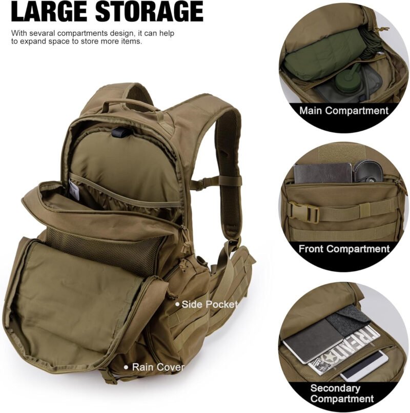 Mardingtop 35L Tactical Backpacks Molle Hiking daypacks for Camping Hiking Military Traveling Motorcycle(With Rain-cover)