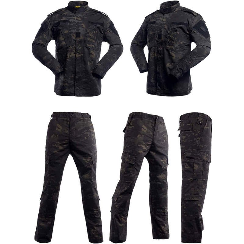 LANBAOSI Men’s Tactical Jacket and Pants Military Hunting ACU Uniform 2PC Apparel Suit