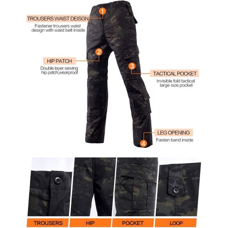 LANBAOSI Men’s Tactical Jacket and Pants Military Hunting ACU Uniform 2PC Apparel Suit