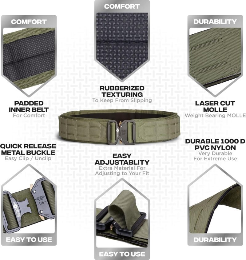 Tacticon Battle Belt | Padded Tactical Nylon Belts | Disabled Combat Veteran Owned Company