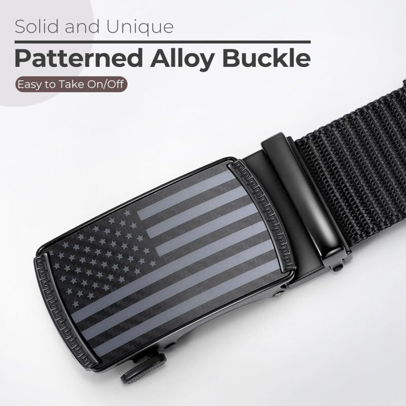 American Flag Belt for Men Black Nylon Ratchet Belts 4th of July Patriotic Decorations