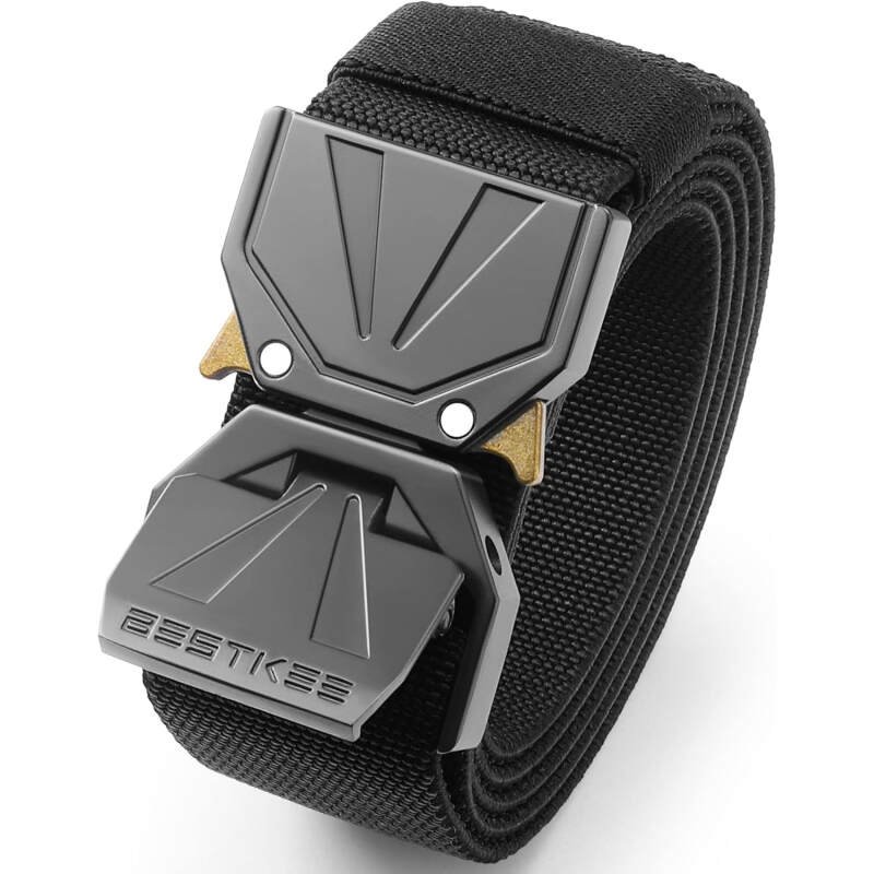 BESTKEE Belt for Men – Tactical Belt Stretch Nylon Work Web Belts Ideal for Gift