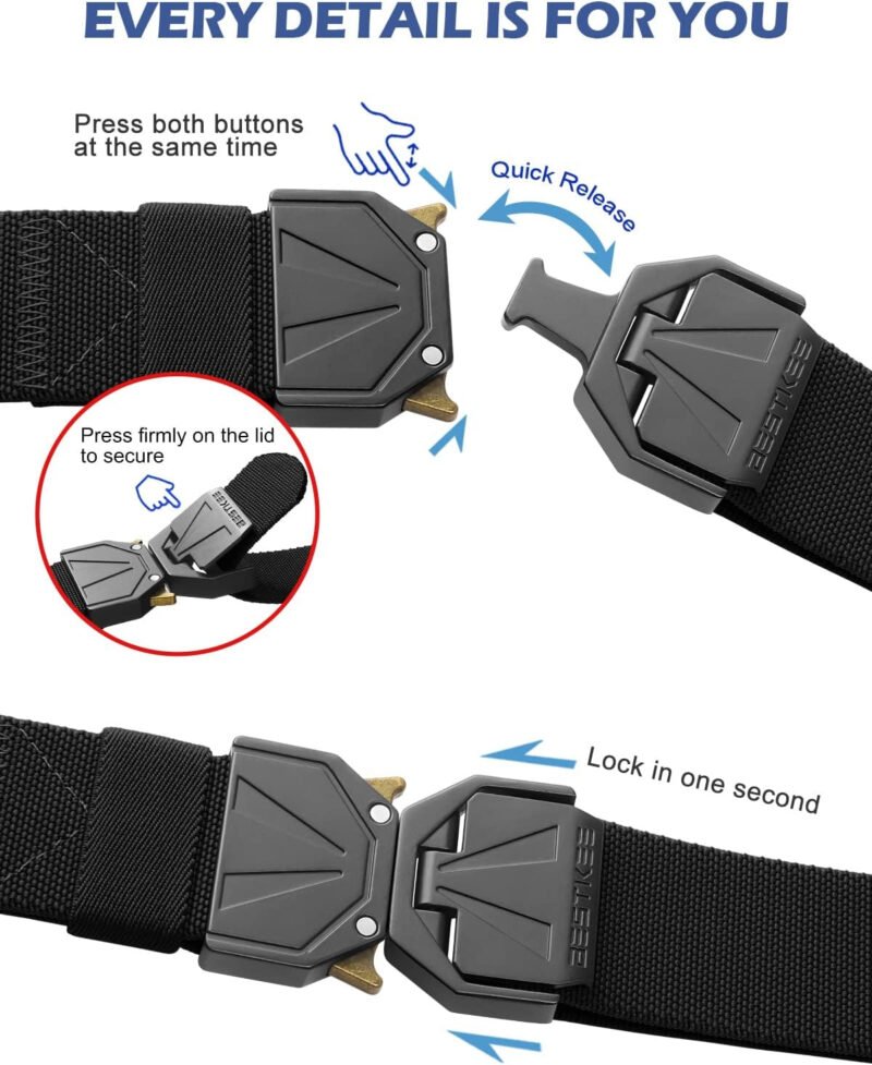 BESTKEE Belt for Men – Tactical Belt Stretch Nylon Work Web Belts Ideal for Gift