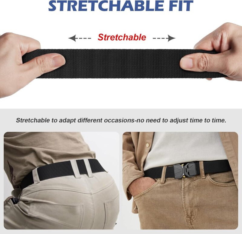 BESTKEE Belt for Men – Tactical Belt Stretch Nylon Work Web Belts Ideal for Gift