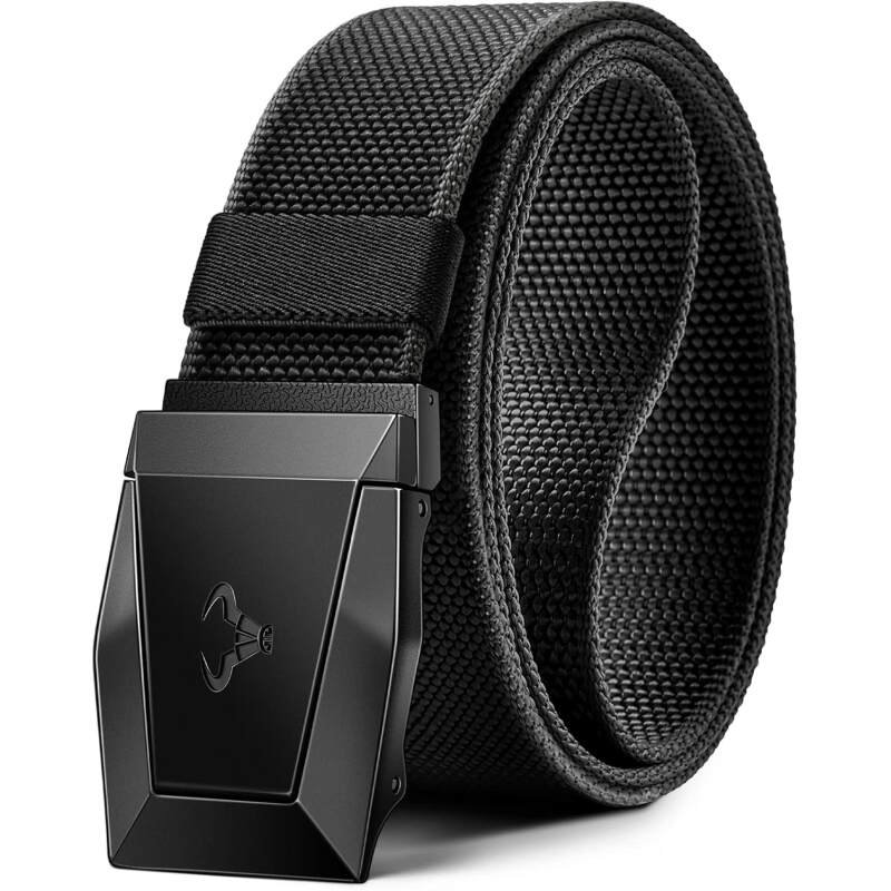 BULLIANT Tactical Belt for Men, Men Stretch Nylon Web Gift Belt 1.5″-Hiking Rigger Military Work-Quick Release