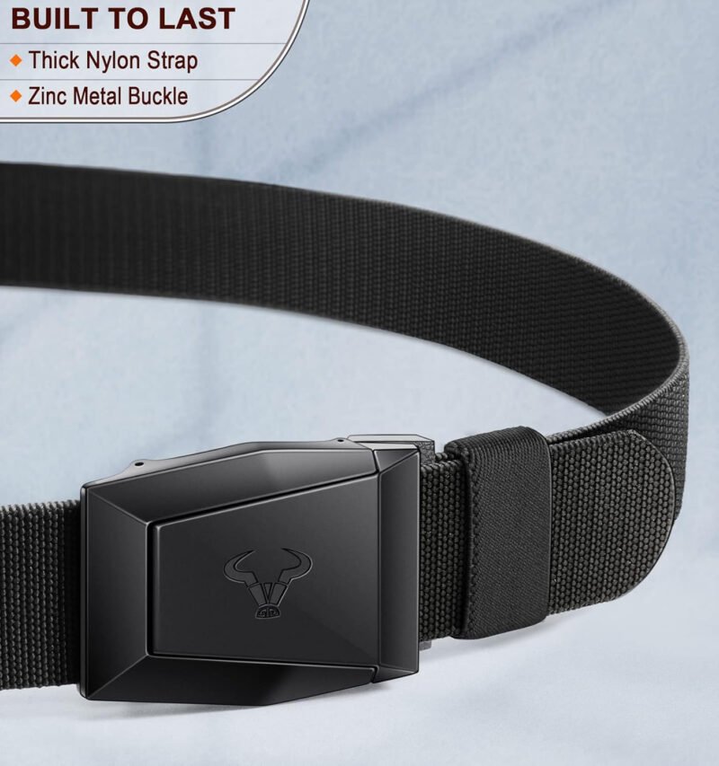 BULLIANT Tactical Belt for Men, Men Stretch Nylon Web Gift Belt 1.5″-Hiking Rigger Military Work-Quick Release