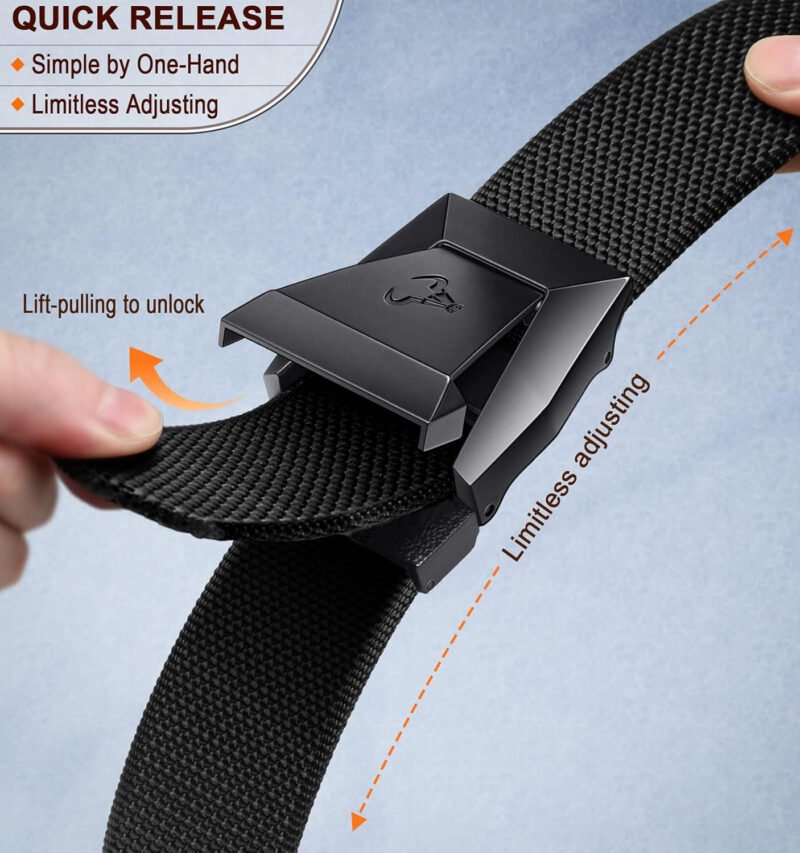 BULLIANT Tactical Belt for Men, Men Stretch Nylon Web Gift Belt 1.5″-Hiking Rigger Military Work-Quick Release