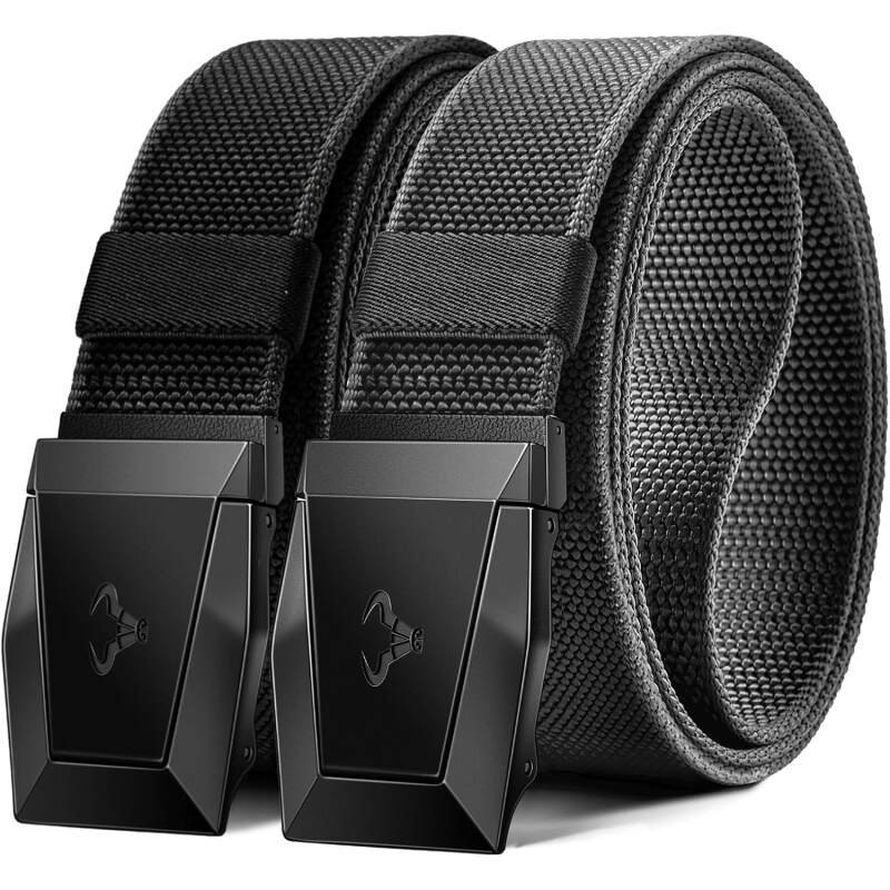 BULLIANT Men Belt 2 Pack,Nylon Web Holster Belt Stretch for Gift Men Outdoor Work Sports Hunting Hiking,Quick Release