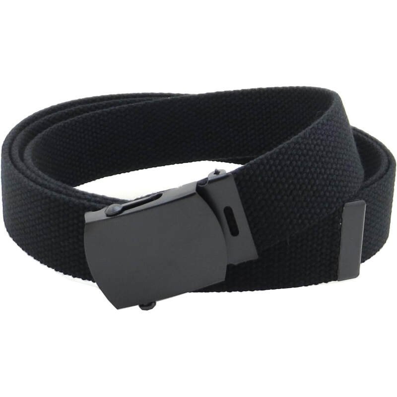 Canvas Web Belt Military Style with Black Buckle and Tip 56″ Long Many Colors